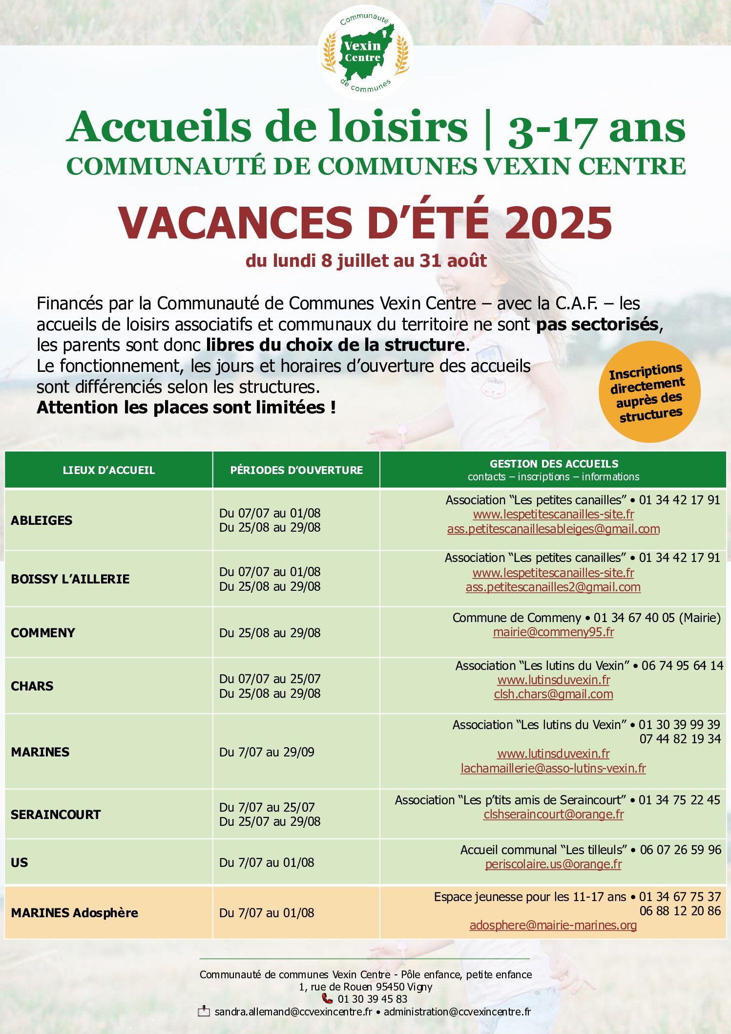 CCVC – Accueils de Loisirs – ETE 2025